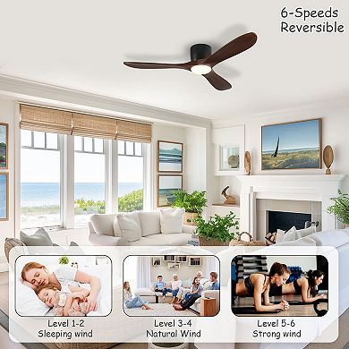 ELEMENT ACE 52-Inch Flush Mount Ceiling Fan with Integrated LED Light and Remote Control