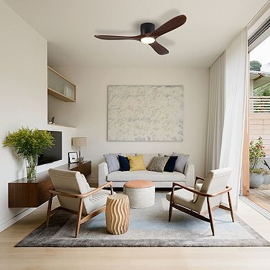 ELEMENT ACE 52-Inch Flush Mount Ceiling Fan with Integrated LED Light and Remote Control