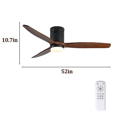 ELEMENT ACE 52 Inch Flush Mount Ceiling Fan with Integrated LED Light and Remote Control