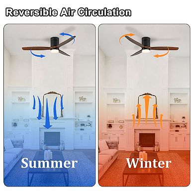 ELEMENT ACE 52 Inch Flush Mount Ceiling Fan with Integrated LED Light and Remote Control