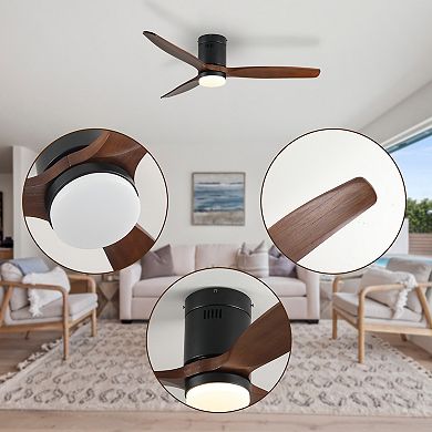 ELEMENT ACE 52 Inch Flush Mount Ceiling Fan with Integrated LED Light and Remote Control