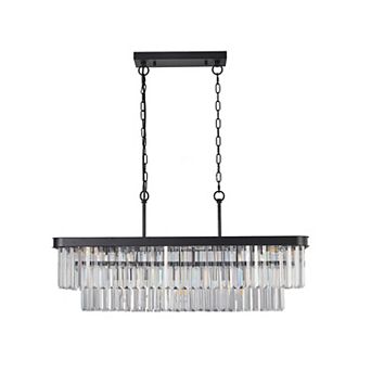 ELEMENT ACE Adjustable Rectangular Crystal Chandelier Modern Industrial Style Ceiling Light Fixture