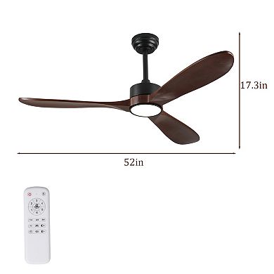 ELEMENT ACE 52 Inch Ceiling Fan with LED Light and Remote Control Featuring Solid Wood Blades
