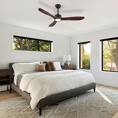 ELEMENT ACE 52 Inch Ceiling Fan with LED Light and Remote Control Featuring Solid Wood Blades