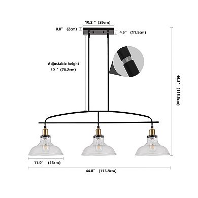 ELEMENT ACE 3-Light Adjustable Pendant Chandelier with Clear Glass Shades for Kitchen Island