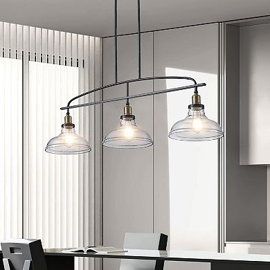 ELEMENT ACE 3-Light Adjustable Pendant Chandelier with Clear Glass Shades for Kitchen Island