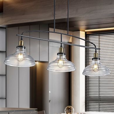 ELEMENT ACE 3-Light Adjustable Pendant Chandelier with Clear Glass Shades for Kitchen Island