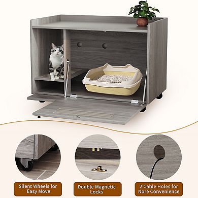 ELEMENT ACE Discreet Pet Enclosure Furniture with Storage Top and Silent Wheels for Home Use