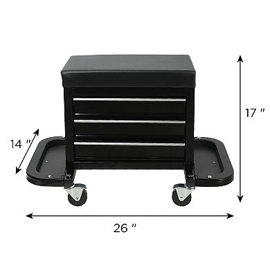 ELEMENT ACE 3-Drawer Rolling Tool Chest and Mechanic Seat with Foldable Side Trays