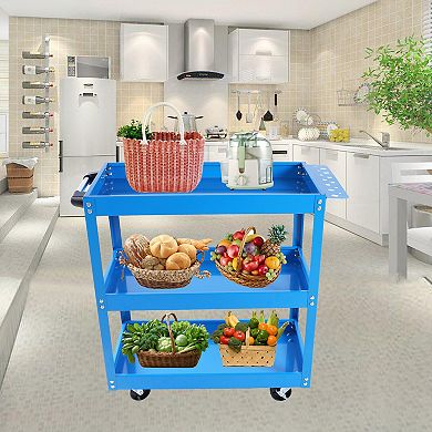 ELEMENT ACE Heavy-Duty Three-Tier Rolling Tool Cart with Lockable Wheels and High Weight Capacity