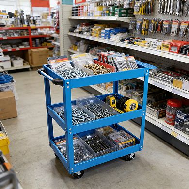 ELEMENT ACE Heavy-Duty Three-Tier Rolling Tool Cart with Lockable Wheels and High Weight Capacity