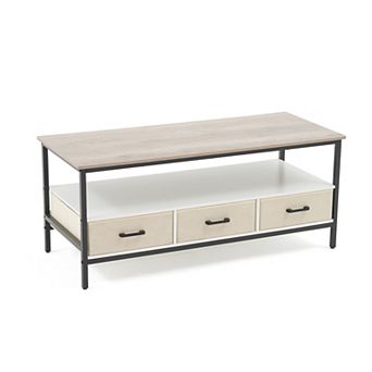 2 tier 46 in Coffee Table with Storage, Open Display Shelf & Foldable Drawers