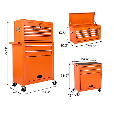 ELEMENT ACE 8-Drawer Rolling Tool Storage Cabinet with Detachable Top Box and Lockable Wheels