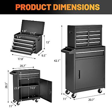 ELEMENT ACE 5-Drawer Rolling Tool Storage Cabinet with Detachable Top Box and Tool Set