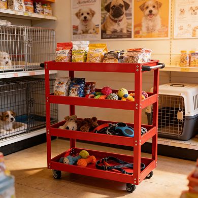 ELEMENT ACE Heavy-Duty Steel Rolling Tool Cart with Lockable Casters