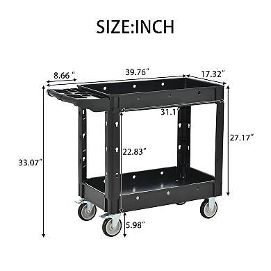 ELEMENT ACE Heavy-Duty Two-Shelf Utility Cart with Locking Wheels for Garage & Industrial Use