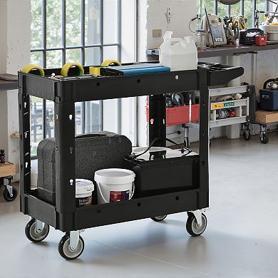 ELEMENT ACE Heavy-Duty Two-Shelf Utility Cart with Locking Wheels for Garage & Industrial Use
