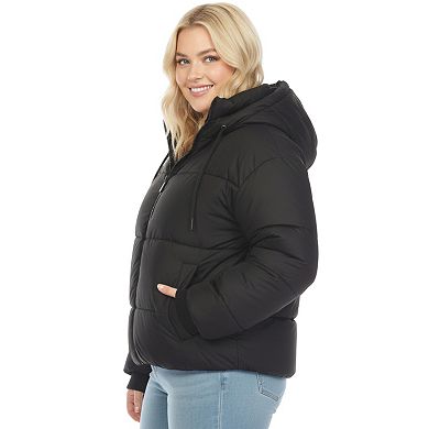 Plus Size Hooded Puffer Jacket with Front Pockets