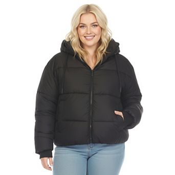 Plus Size Hooded Puffer Jacket with Front Pockets