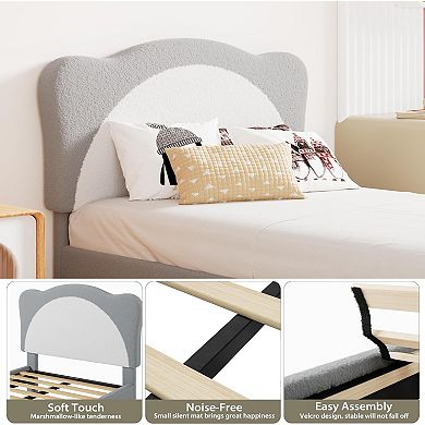 Upholstered Bed Frame Platform Bed with Cute Padded Headboard
