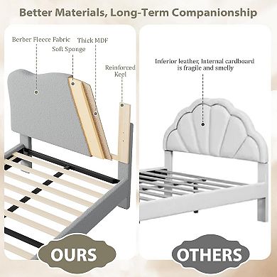 Upholstered Bed Frame Platform Bed with Cute Padded Headboard