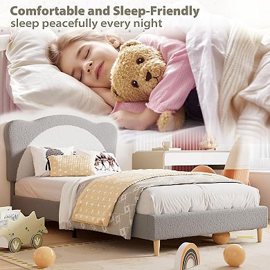 Upholstered Bed Frame Platform Bed with Cute Padded Headboard