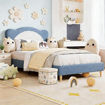 Upholstered Bed Frame Platform Bed with Cute Padded Headboard
