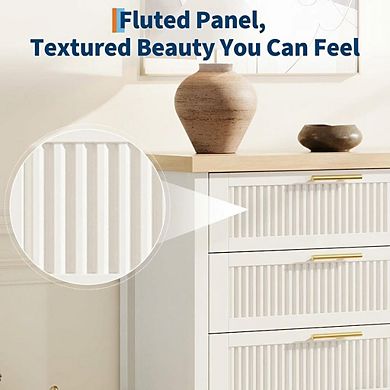 ANIXOL Fluted 4-Drawer Bedroom Dresser