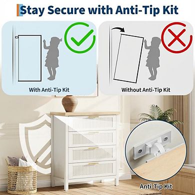 ANIXOL Fluted 4-Drawer Bedroom Dresser