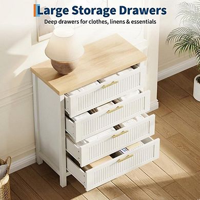 ANIXOL Fluted 4-Drawer Bedroom Dresser