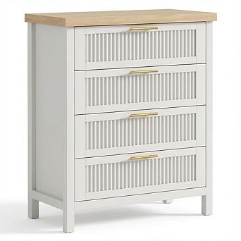 ANIXOL Fluted 4-Drawer Bedroom Dresser