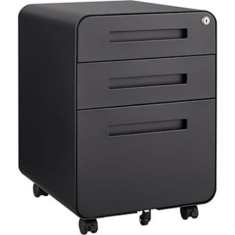 3 Drawer Rolling File Cabinet with Lock, Carbon Steel, for A4, Letter, Legal File Folders