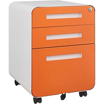 3 Drawer Rolling File Cabinet with Lock, Carbon Steel, for A4, Letter, Legal File Folders