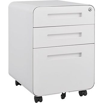 3 Drawer Rolling File Cabinet with Lock, Carbon Steel, for A4, Letter, Legal File Folders