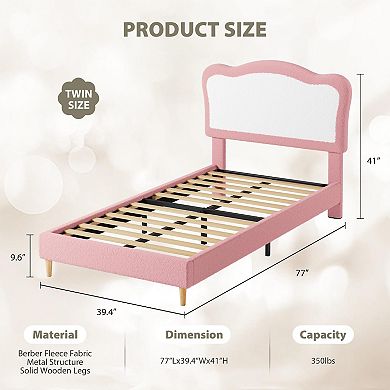 Upholstered Bed Frame Platform Bed with Padded Headboard