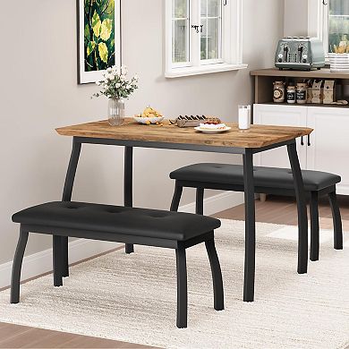 ANIXOL 3-piece dining table set with benches