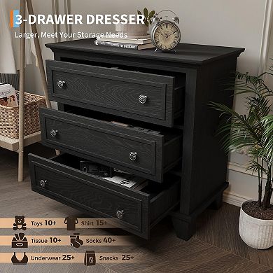 ANIXOL 3-Drawer Dresser with Metal Handles