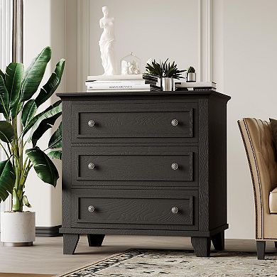 ANIXOL 3-Drawer Dresser with Metal Handles