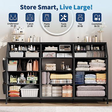 14-Drawer Fabric Dresser with TV Stand