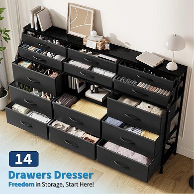 14-Drawer Fabric Dresser with TV Stand