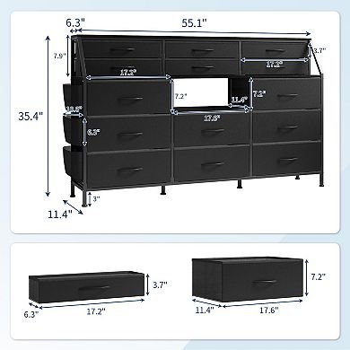 14-Drawer Fabric Dresser with TV Stand