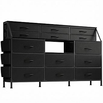 14-Drawer Fabric Dresser with TV Stand