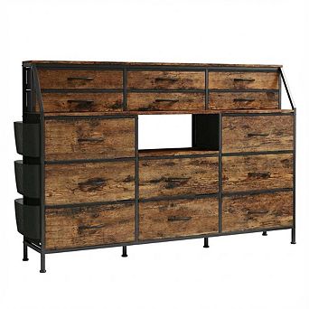 14-Drawer Fabric Dresser with TV Stand