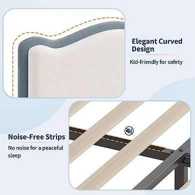 Upholstered Bed Frame Kids Platform Bed Frame with Headboard and Storage Drawer