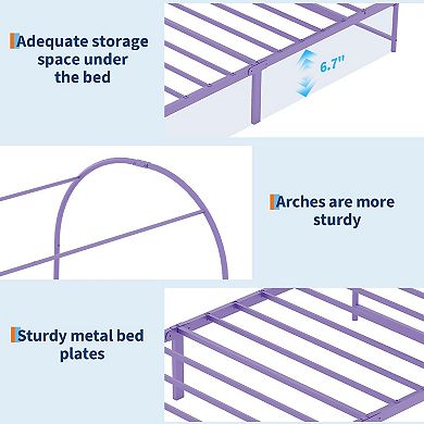 Canopy Bed Frame with Upholstered Headboard and Under-Bed Storage