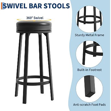 30" Swivel Bar Stools Set of 2 for Kitchen Island Dining Room