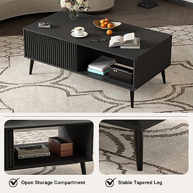 ANIXOL Wave Door Wood Coffee Table with Storage