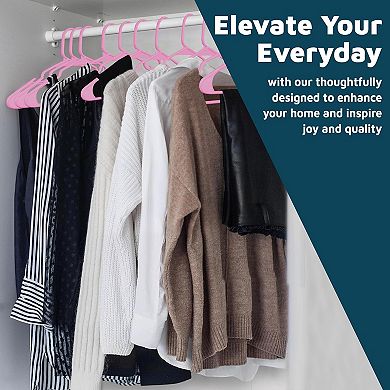 Plastic Clothes Hangers Heavy Duty Non Slip Grooves Space Saving Set for Shirts & Coats Pack of 30