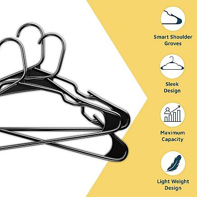 Plastic Clothes Hangers Heavy Duty Non Slip Grooves Space Saving Set for Shirts & Coats Pack of 5