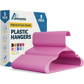 Plastic Clothes Hangers Heavy Duty Non Slip Grooves Space Saving Set for Shirts & Coats Pack of 5